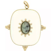 Pendente rettangolare 24x21mm - Acciaio inox 316L- Turchese africano