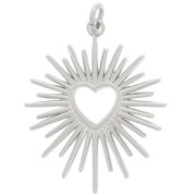 Pendente forma di sole con cuore scavato 22x18 mm - Acciaio inossidabile 316L x1|raw }}