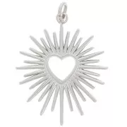 Pendente forma di sole con cuore scavato 22x18 mm - Acciaio inossidabile 316L x1