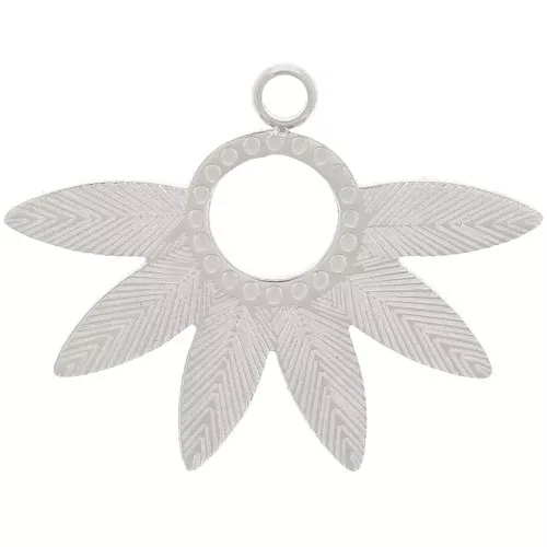 Pendente mezzo fiore 15x20 mm con cerchio scavato - Acciaio inossidabile 316L x1
