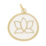 Ciondolo rotondo in resina epossidica 11mm - Acciaio inossidabile 316L - Avorio x1