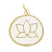 Ciondolo rotondo in resina epossidica 11mm - Acciaio inossidabile 316L - Avorio x1