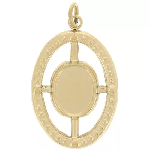 Pendente ovale22x14mm per cabochon 8x6 mm Acciaio inossidabile 316L dorato