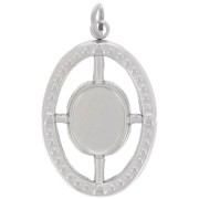 Pendente ovale strutturato 22x14mm per cabochon 8x6mm Acciaio inossidabile 316L x1