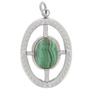 Pendente ovale strutturato 22x14mm per cabochon 8x6mm Acciaio inossidabile 316L x1