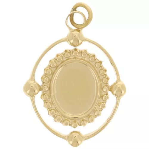 Pendente ovale 21x16 mm per cabochon 8x6 mm - Acciaio inossidabile 316L dorato x1
