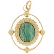 Pendente ovale 21x16 mm per cabochon 8x6 mm - Acciaio inossidabile 316L dorato x1