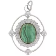 Pendente ovale 21x16 mm per cabochon 8x6 mm - Acciaio inossidabile 316L x1