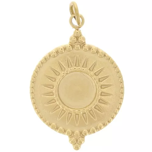 Pendente rotondo da 15 mm sole per cabochon 6 mm-Acciaio inossidabile 316L dorato
