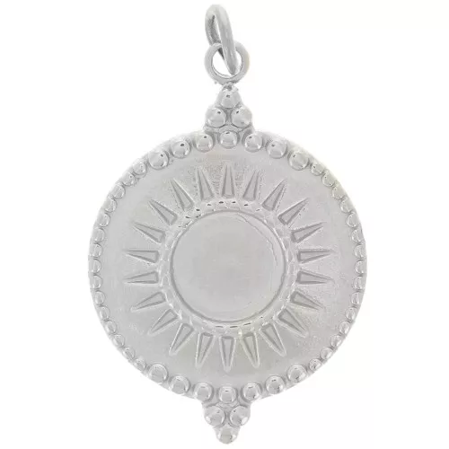 Pendente rotondo sole da 15 mm per cabochon da 6 mm - Acciaio inossidabile 316L x1