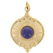 Pendente tondo 14 mm con motivo sole per cabochon 4mm Acciaio inox 316L dorato