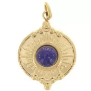 Pendente tondo 14 mm con motivo sole per cabochon 4mm Acciaio inox 316L dorato