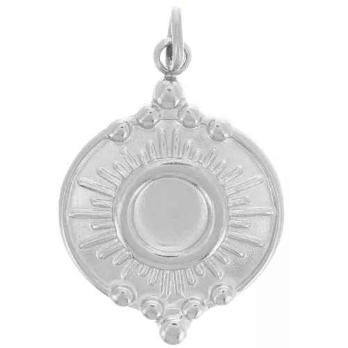 Pendente rotondo da 14 mm sole per cabochon 4mm-Acciaio inoss. 316L x1