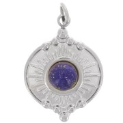 Pendente rotondo da 14 mm sole per cabochon 4mm-Acciaio inoss. 316L x1