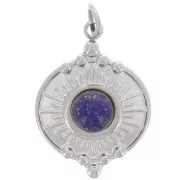 Pendente rotondo da 14 mm sole per cabochon 4mm-Acciaio inoss. 316L x1