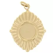 Pendente a rombo plissettato 19x14 mm per cabochon da 6 mm - Acciaio inossidabile 304 Dorato