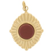 Pendente a rombo plissettato 19x14 mm per cabochon da 6 mm - Acciaio inossidabile 304 Dorato