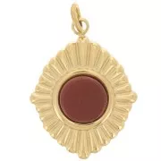 Pendente a rombo plissettato 19x14 mm per cabochon da 6 mm - Acciaio inossidabile 304 Dorato