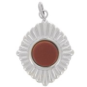 Pendente plissettato 19x14 mm per cabochon da 6 mm - Acciaio inossidabile 316L x1