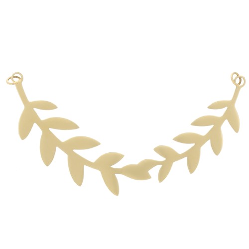 Distanziatore per collana con corona d'alloro 56x12 mm-Acciaio inoss. 316L dorato