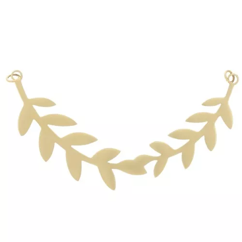 Distanziatore per collana con corona d'alloro 56x12 mm-Acciaio inoss. 316L dorato