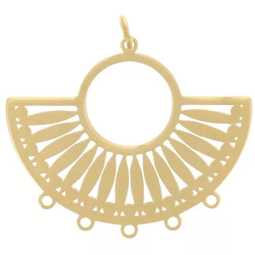 Pendente etnico a lampadario 21,5x26 mm - 5 anelli - Acciaio inossidabile 316L placcato oro