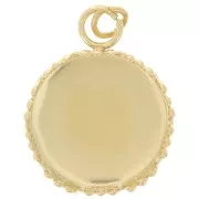 Montatura per pendente con cabochon da 12 mm - decorazione a corona - Acciaio inossidabile 304 Dorato