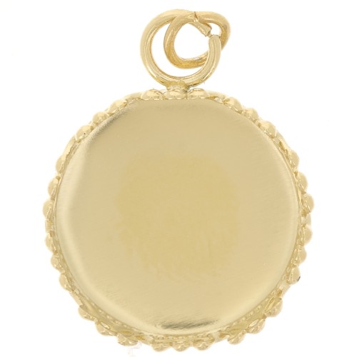 Montatura per pendente con cabochon da 12 mm - decorazione a corona - Acciaio inossidabile 304 Dorato