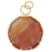 Montatura per pendente con cabochon da 12 mm - decorazione a corona - Acciaio inossidabile 304 Dorato