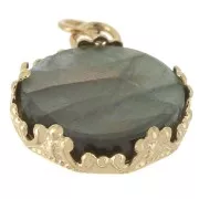 Montatura per pendente con cabochon da 12 mm - decorazione a corona - Acciaio inossidabile 304 Dorato