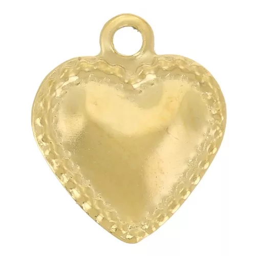 Ciondolo a cuore lavorato 10x8 mm - Acciaio inossidabile 304 Dorato x1