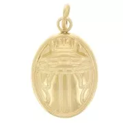 Ciondolo ovale - motivo scarabeo 15,5x10 mm - Acciaio inossidabile 304 Dorato x1
