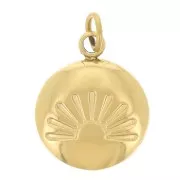 Ciondolo rotondo al tramonto da 10 mm - Acciaio inossidabile 316L dorato x1