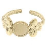 Anello regolabile con motivo floreale per cabochon da 6 mm T.53 a T.59 - Acciaio inossidabile 304 Gold