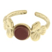 Anello regolabile con motivo floreale per cabochon da 6 mm T.53 a T.59 - Acciaio inossidabile 304 Gold