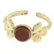Anello regolabile con motivo floreale per cabochon da 6 mm T.53 a T.59 - Acciaio inossidabile 316L Oro