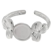 Anello regolabile con motivo floreale per cabochon da 6 mm da T.53 a T.59 - Acciaio inox 304|raw }}