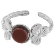 Anello regolabile con motivo floreale per cabochon da 6 mm da T.53 a T.59 - Acciaio inox 304