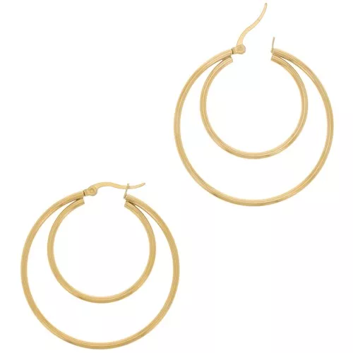 Orecchini a cerchio a doppio filo 43,5 mm - Acciaio inox 304 dorato x2