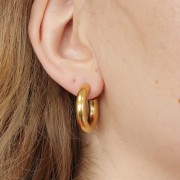 Orecchini a cerchio di 25 mm di spessore - Acciaio inossidabile dorato 304 x2