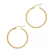 Orecchini a cerchio 30x2 mm - Acciaio inox 304 dorato x2