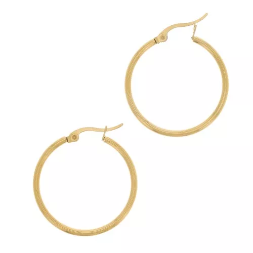 Orecchini a cerchio 30x2 mm - Acciaio inox 304 dorato x2