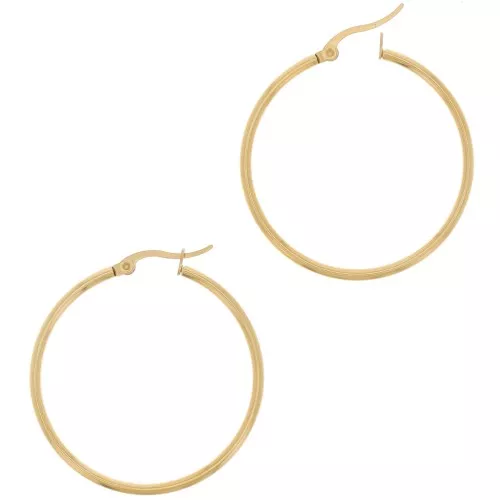 Orecchini a cerchio 40x2 mm - Acciaio inox 304 dorato x2