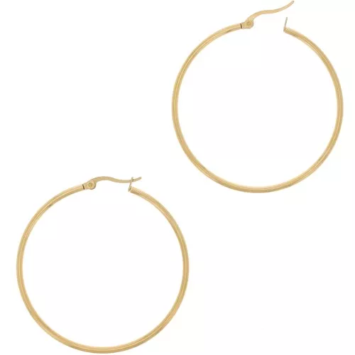 Orecchini a cerchio 50x2 mm - Acciaio inox 304 dorato x2