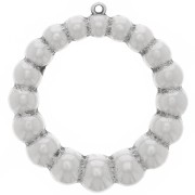 Pendente rotondo effetto palla 41 mm - Placcatura argento antico x1