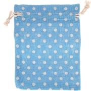 Pochette in cotone con motivo a pois per gioielli-95x135 mm - Azzurro - Bianco x1|raw }}
