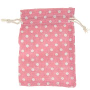 Pochette in cotone con motivo a pois per gioielli - 95x135 mm - Rosa - Bianco x1|raw }}