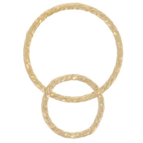 Due anelli chiusi intrecciati - diamantati - 15 e 10 mm in gold filled x1