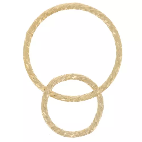 Due anelli chiusi intrecciati - diamantati - 15 e 10 mm in gold filled x1