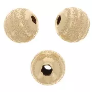 Perlina rotonda con motivo striato inciso a effetto diamante 8mm in gold filled x1